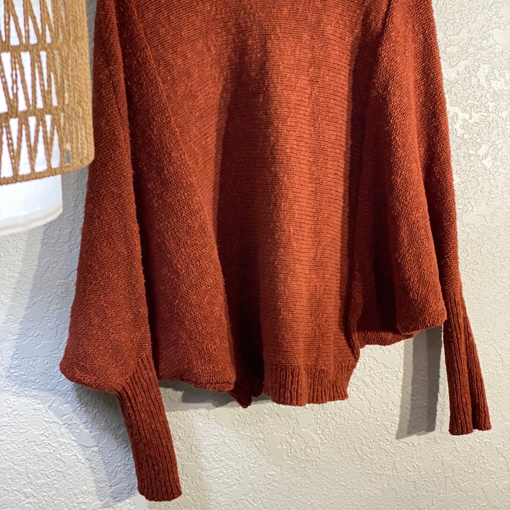 RUBY MOON Knitted Burnt Orange Button Down Cardigan Sweater - Picture 4 of 5